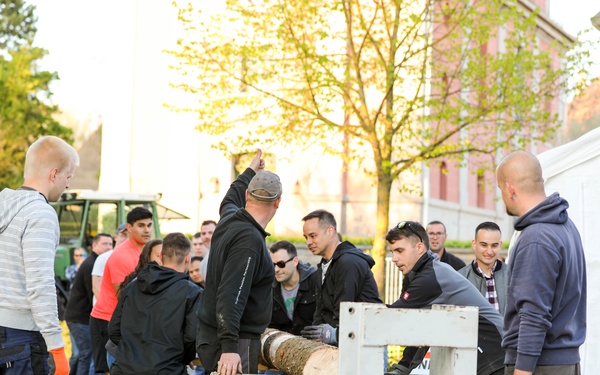 Soldiers and Locals Celebrate Maypole Day in Illesheim, Germany