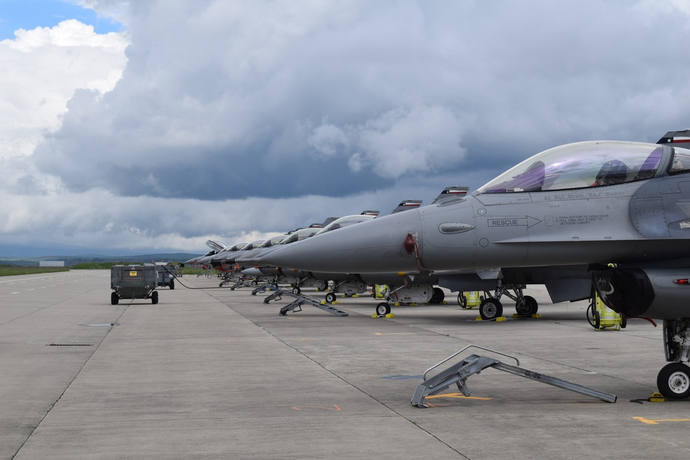 U.S. Air Force Reserve F-16C Fighting Falcons arrive in Romania for Theater Security Package 19.1