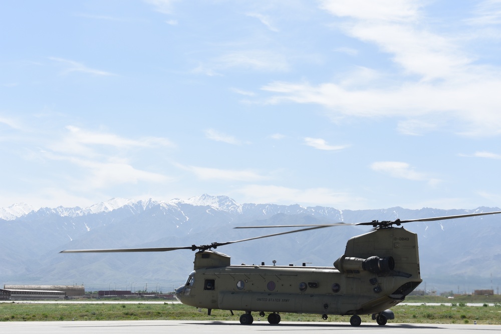 Chinook prepares for take off