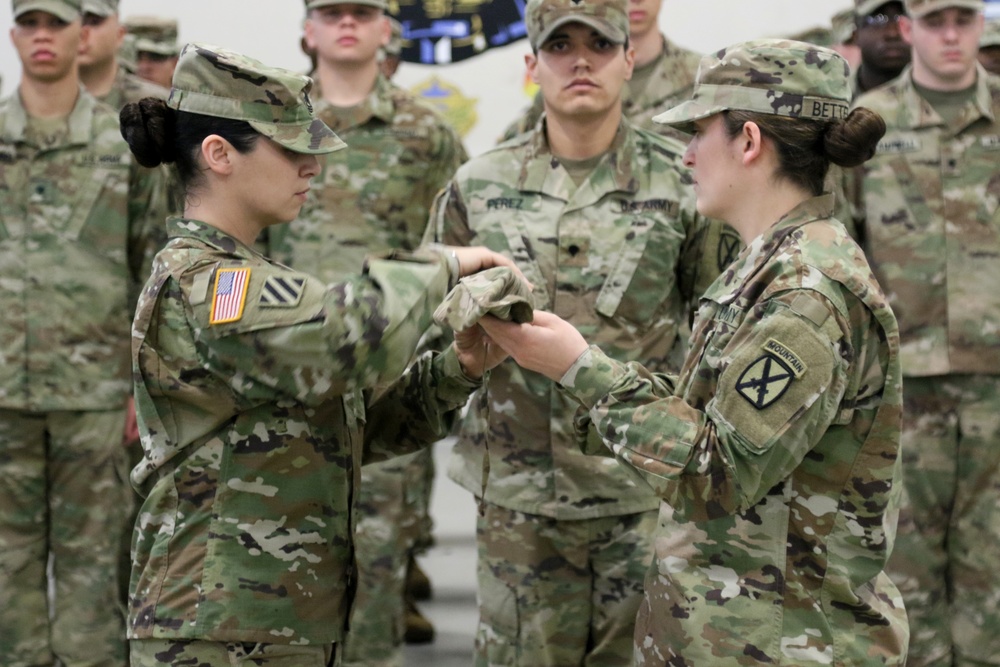 543rd Composite Supply Company cases their colors in preparation for a deployment in support of Operation Atlantic Resolve