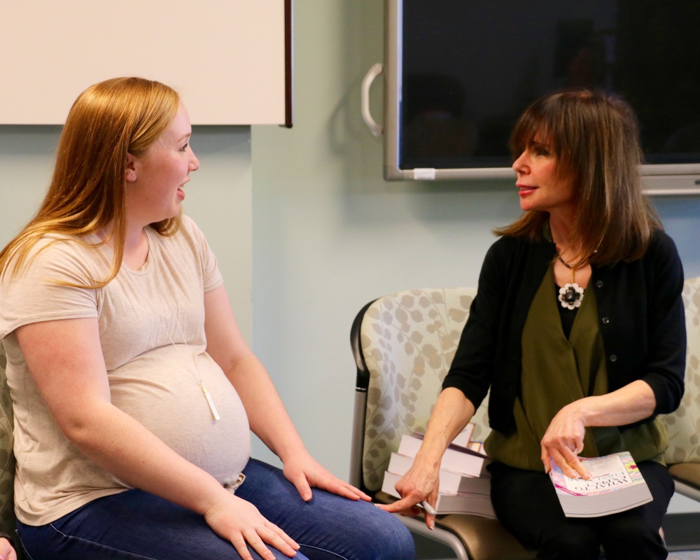 USO Special Delivery pregnancy and parenting author visits moms at Blanchfield