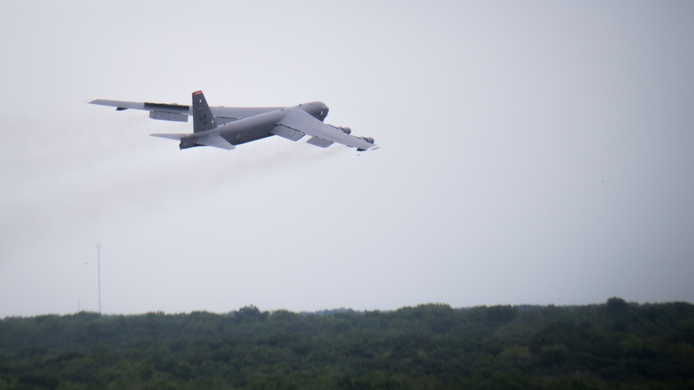 Barksdale B-52s take off for Bomber Task Force