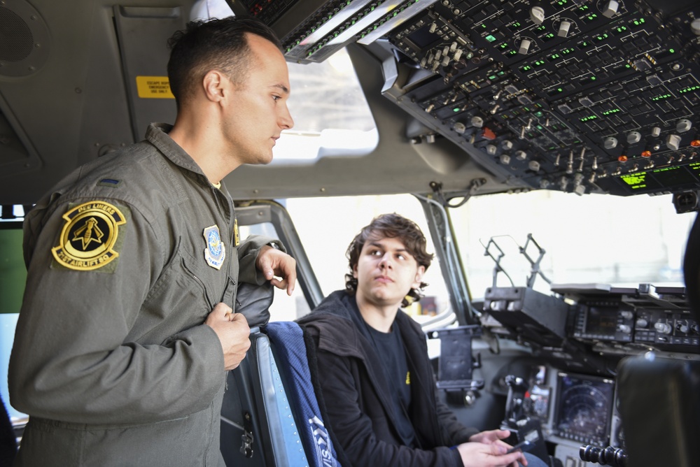 21st AS mentor high school students at Aviation Day