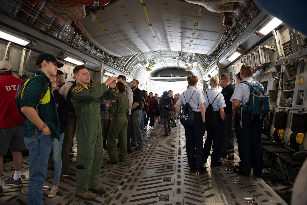 21st AS mentor high school students at Aviation Day