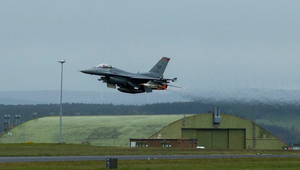 F-16C Fighting Falcon takes off in support of Formidable Shield 19
