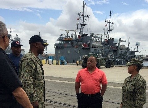 Navy Region Southwest Commander Rear Adm. Bolivar visits  DLA Distribution San Diego, California at Port Hueneme
