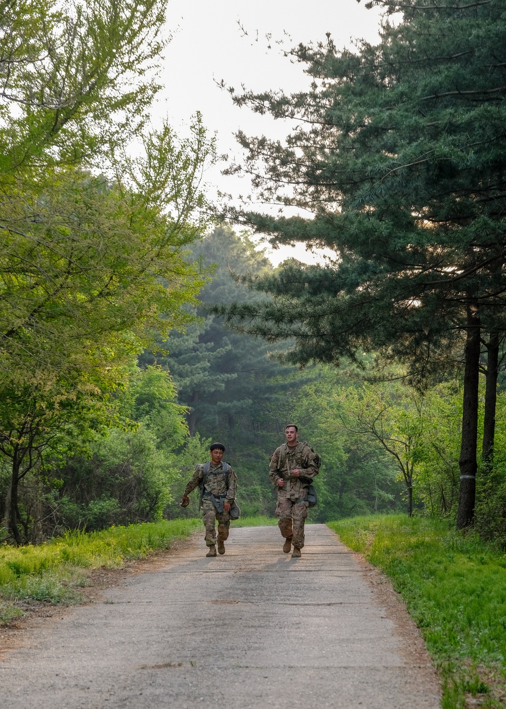 Soldiers enjoy early morning ruck march