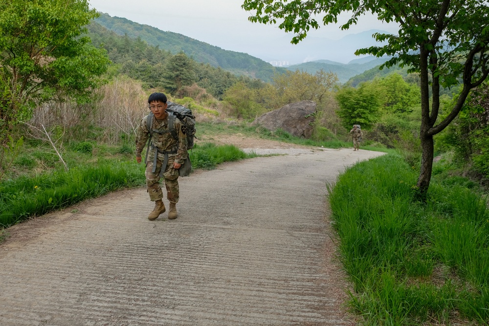 Soldiers enjoy early morning ruck march