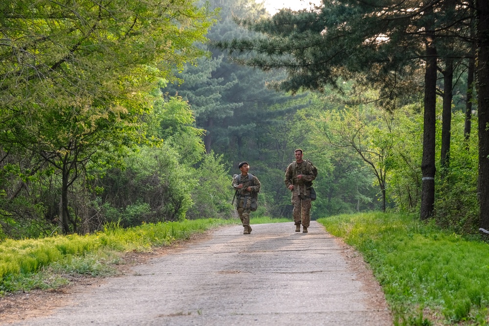 Soldiers enjoy early morning ruck march