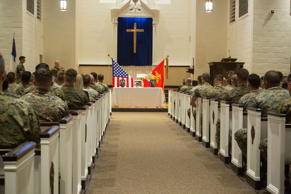 Memorial service for SSgt. Christopher Slutman, SSgt. Benjamin Hines, Sgt. Robert Hendriks