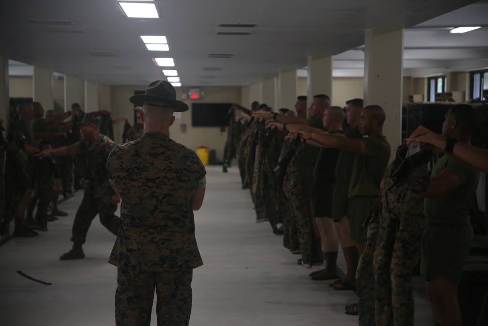 Drill Instructor School students take on squad bay procedures