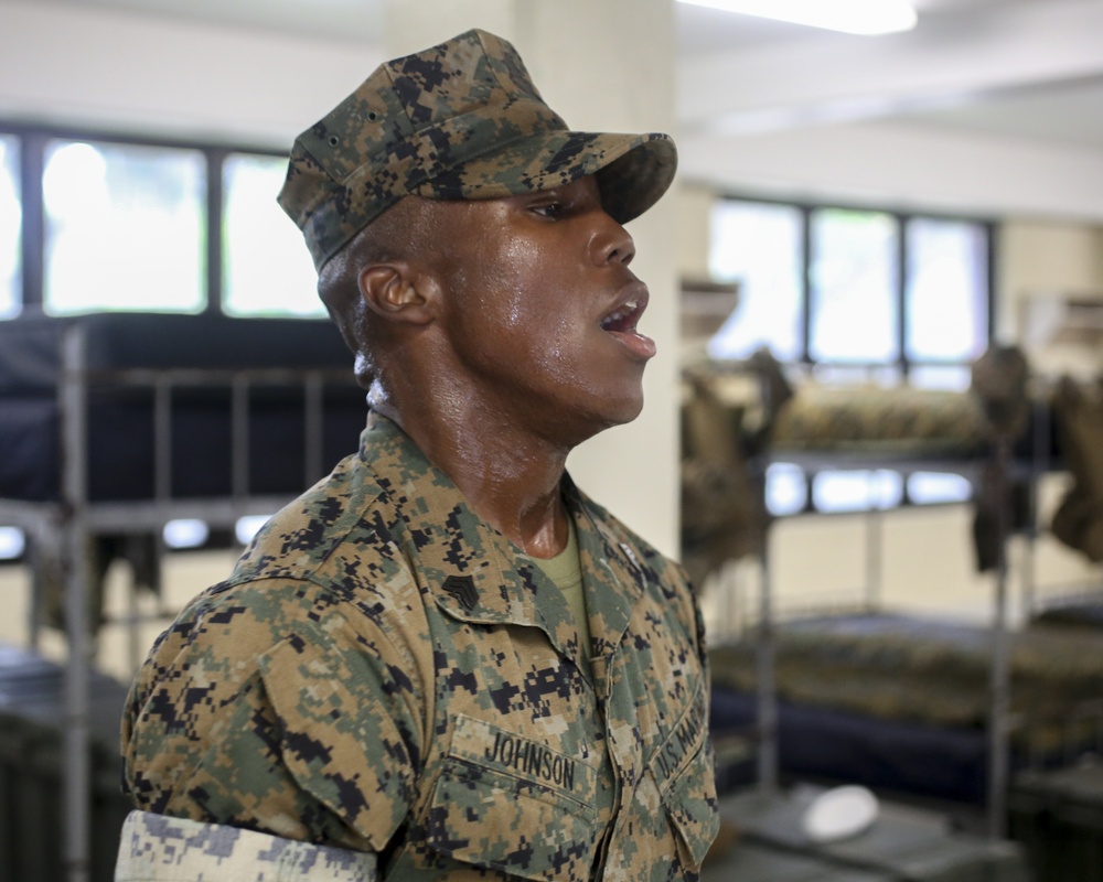 Drill Instructor School students take on squad bay procedures