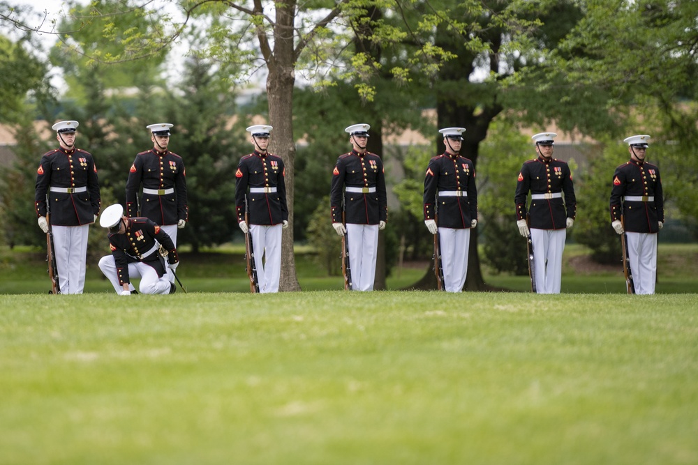 Military Funeral Honors With Funeral Escort Are Conducted for U.S. Marine Corps Staff Sgt. Benjamin Hines