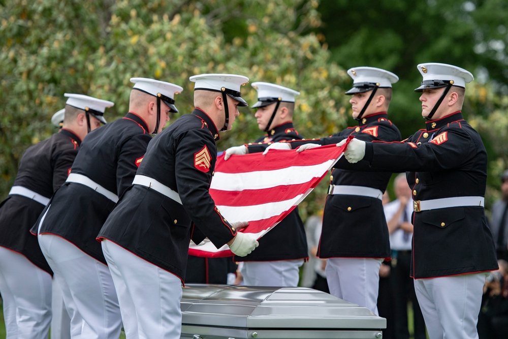 Military Funeral Honors With Funeral Escort Are Conducted for U.S. Marine Corps Staff Sgt. Benjamin Hines