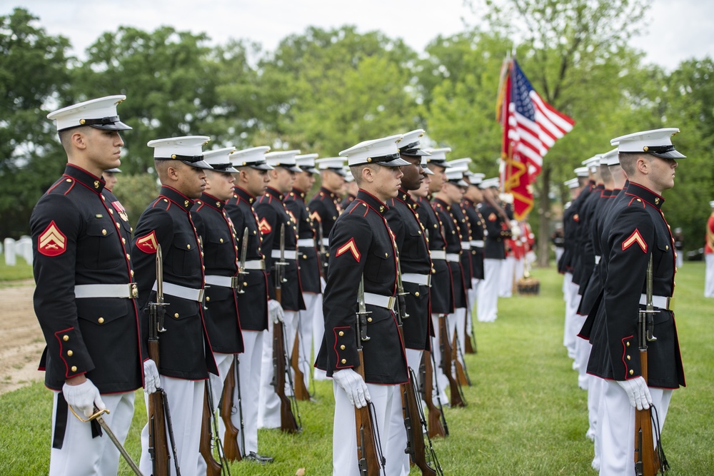 Military Funeral Honors With Funeral Escort Are Conducted for U.S. Marine Corps Staff Sgt. Benjamin Hines