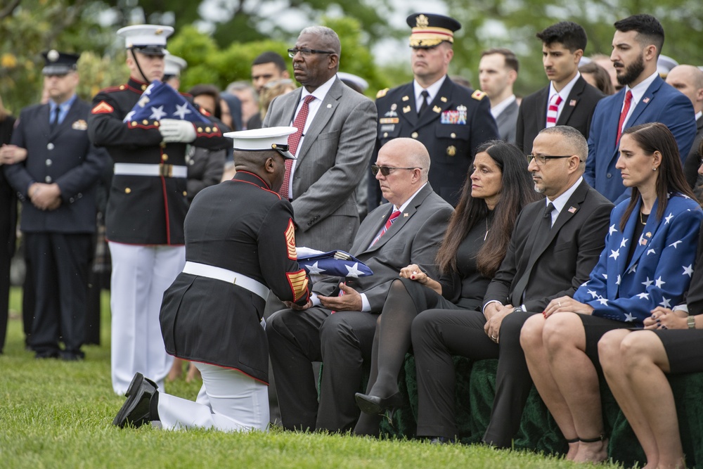 Military Funeral Honors With Funeral Escort Are Conducted for U.S. Marine Corps Staff Sgt. Benjamin Hines