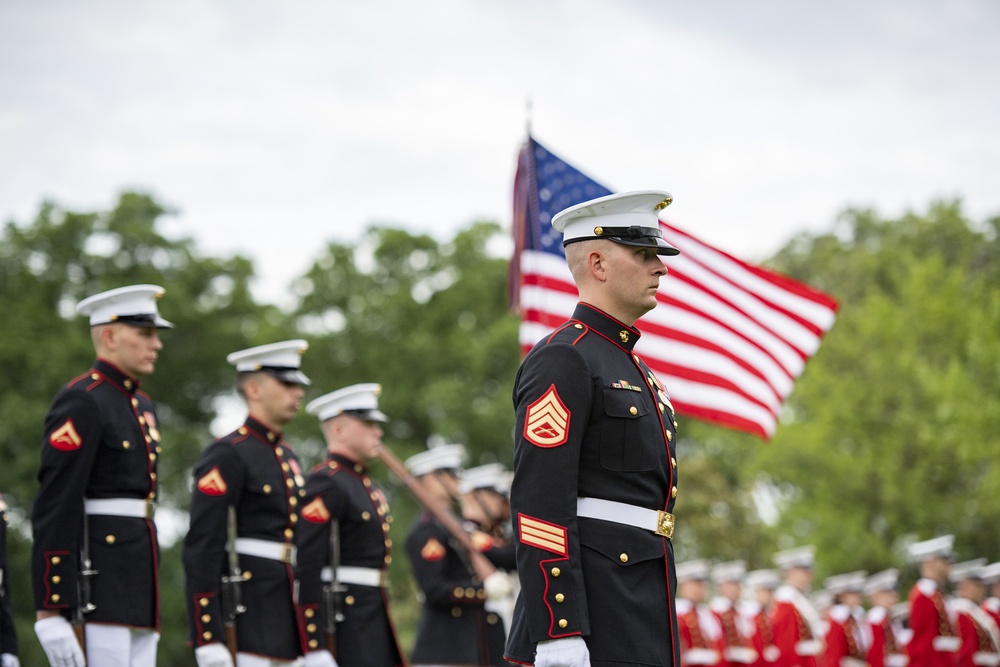 Military Funeral Honors With Funeral Escort Are Conducted for U.S. Marine Corps Staff Sgt. Benjamin Hines