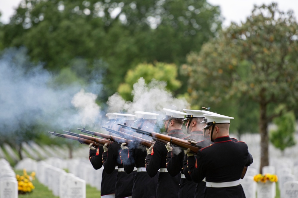 Military Funeral Honors With Funeral Escort Are Conducted for U.S. Marine Corps Staff Sgt. Benjamin Hines