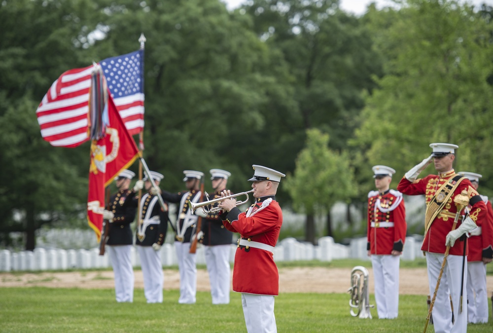 Military Funeral Honors With Funeral Escort Are Conducted for U.S. Marine Corps Staff Sgt. Benjamin Hines