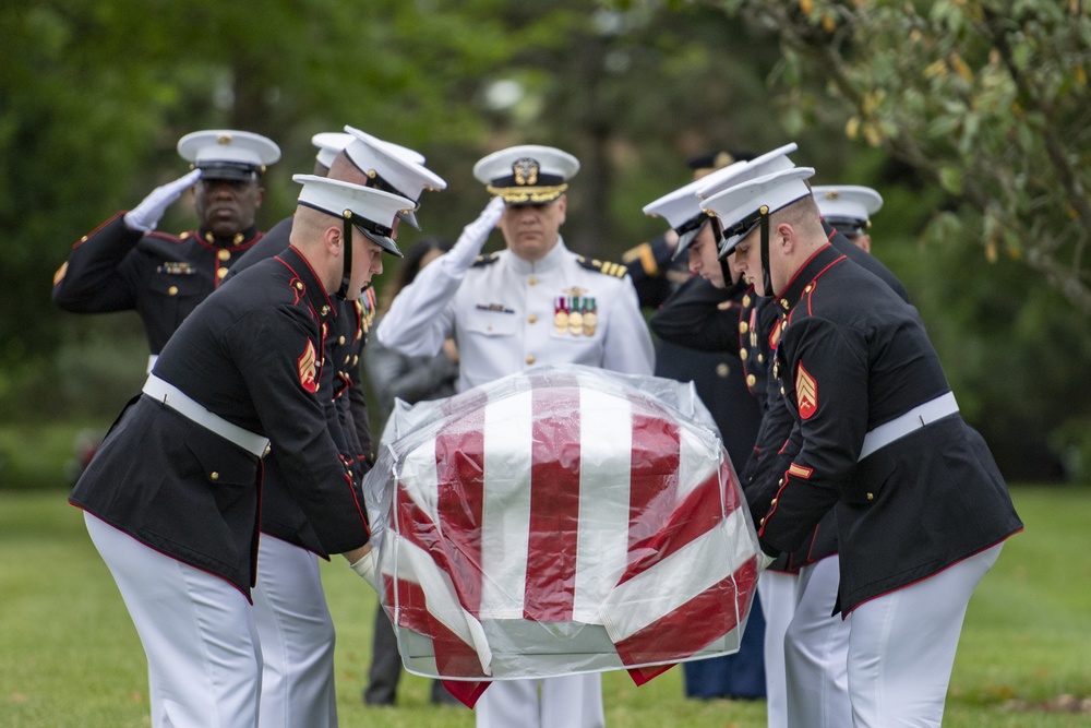 Military Funeral Honors With Funeral Escort Are Conducted for U.S. Marine Corps Staff Sgt. Benjamin Hines