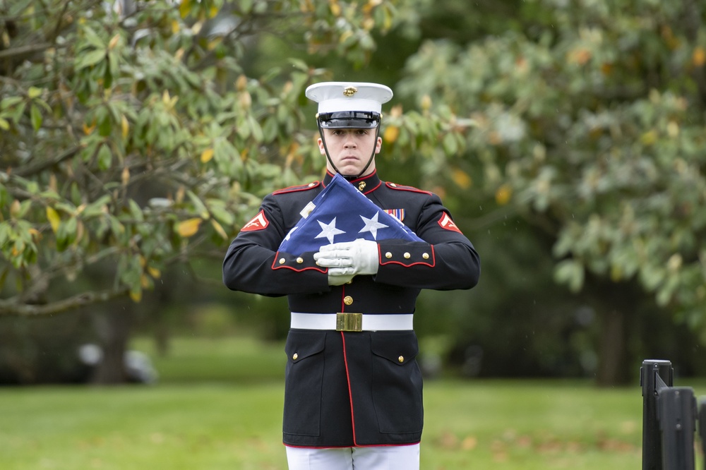 Military Funeral Honors With Funeral Escort Are Conducted for U.S. Marine Corps Staff Sgt. Benjamin Hines