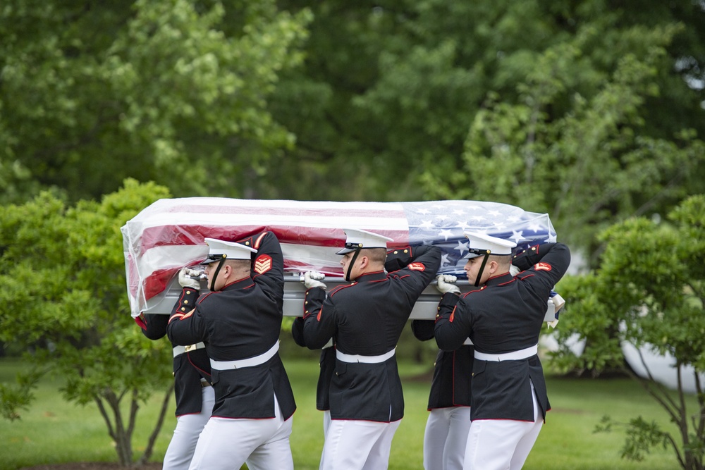 Military Funeral Honors With Funeral Escort Are Conducted for U.S. Marine Corps Staff Sgt. Benjamin Hines