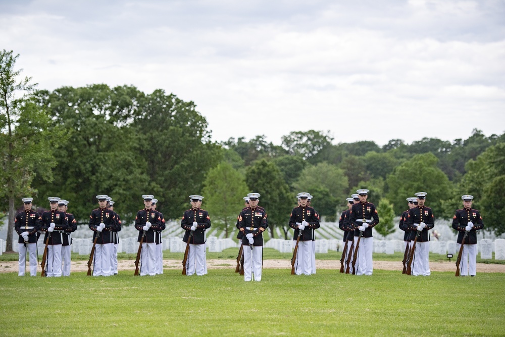 Military Funeral Honors With Funeral Escort Are Conducted for U.S. Marine Corps Staff Sgt. Benjamin Hines