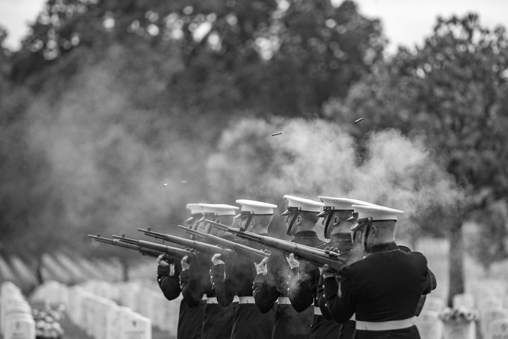 Military Funeral Honors With Funeral Escort Are Conducted for U.S. Marine Corps Staff Sgt. Benjamin Hines