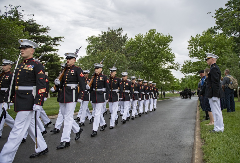 Military Funeral Honors With Funeral Escort Are Conducted for U.S. Marine Corps Staff Sgt. Benjamin Hines