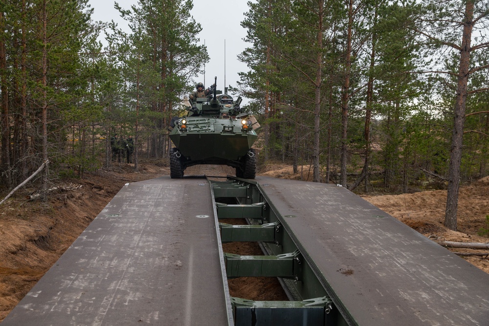 Finnish Army Build a Bridge for 2nd Light Armored Reconnaissance Battalion