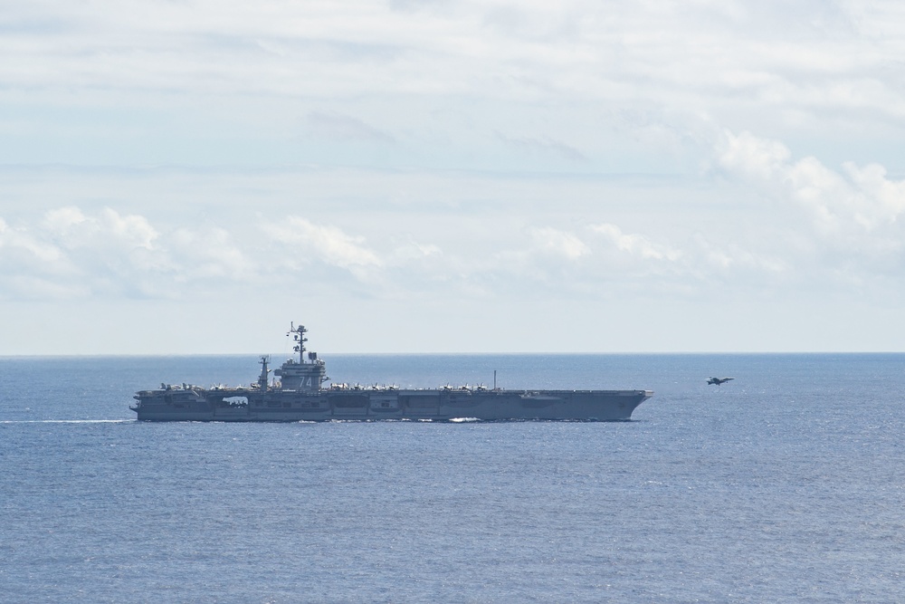 The aircraft carrier USS John C. Stennis (CVN 74) conducts flight operations