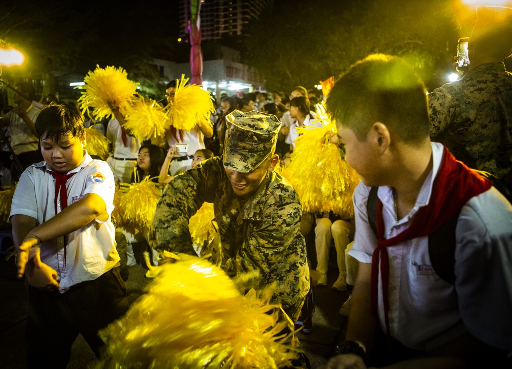 U.S. Marines and ADF service members visit a Vietnamese School