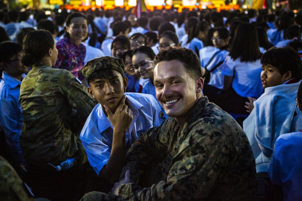 U.S. Marines and ADF service members visit a Vietnamese School