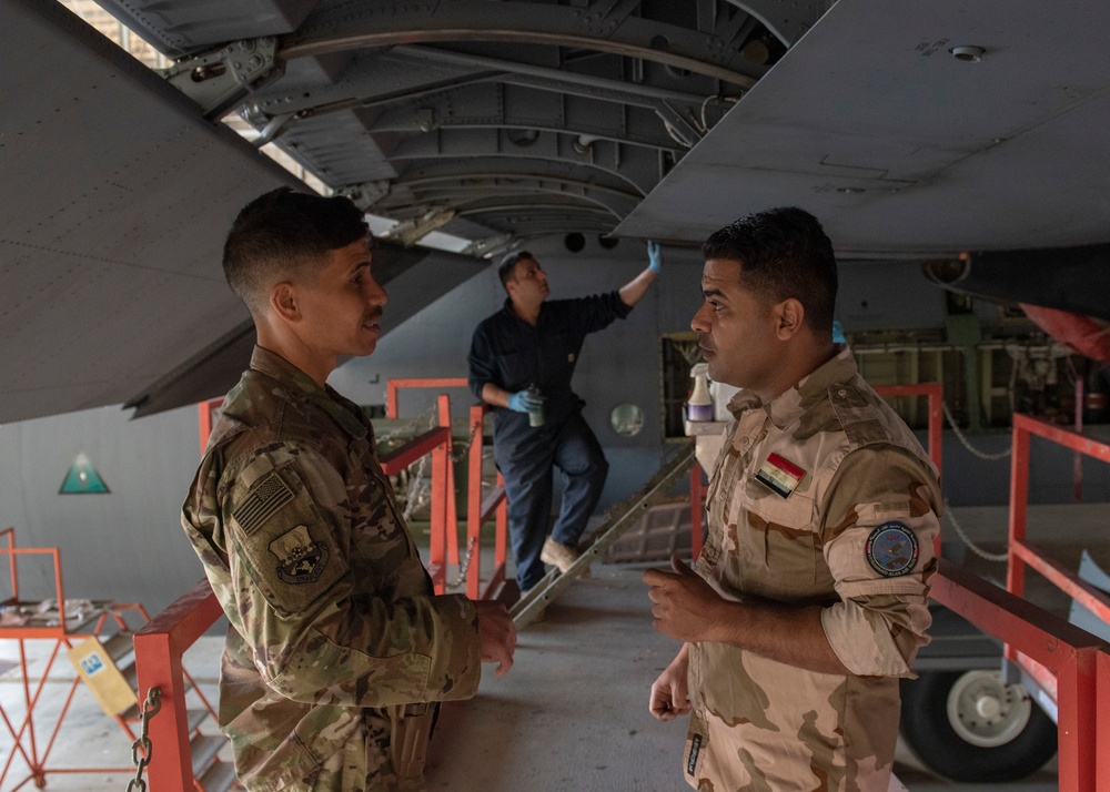 Iraqi Air Force maintainers perform C2 checks