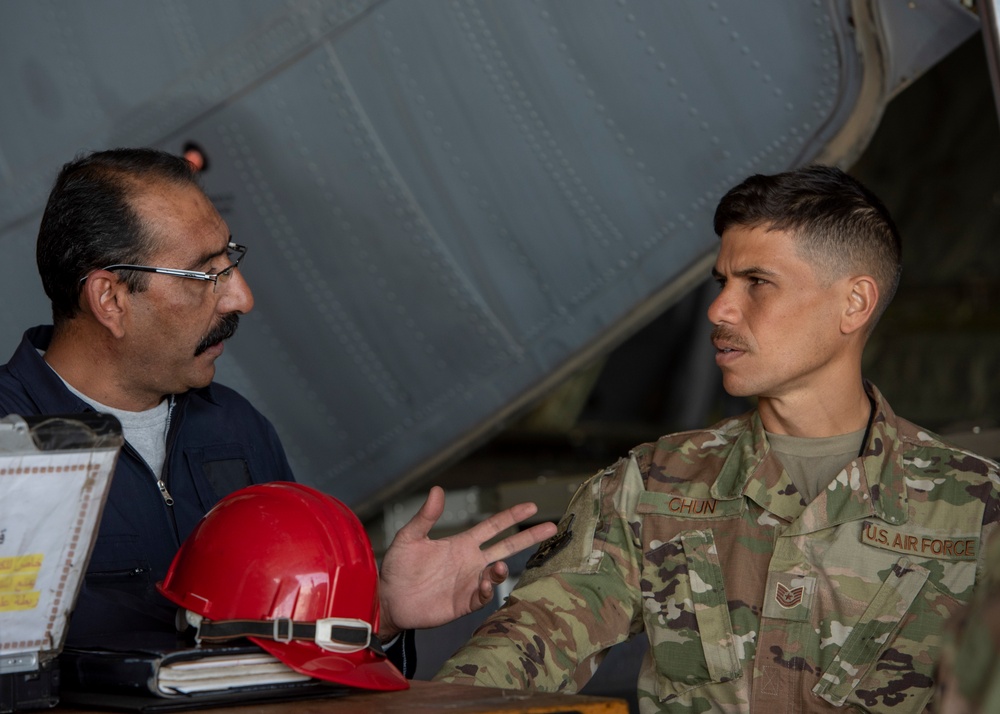 Iraqi Air Force maintainers perform C2 checks