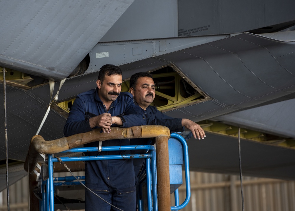 Iraqi Air Force maintainers perform C2 checks