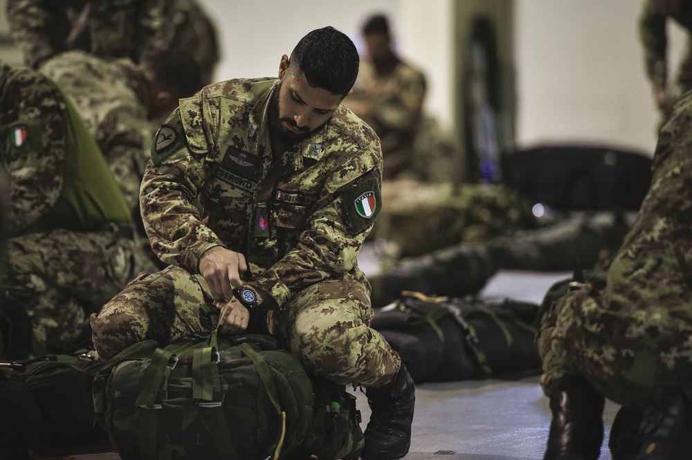 Folgore Paratrooper checks gear