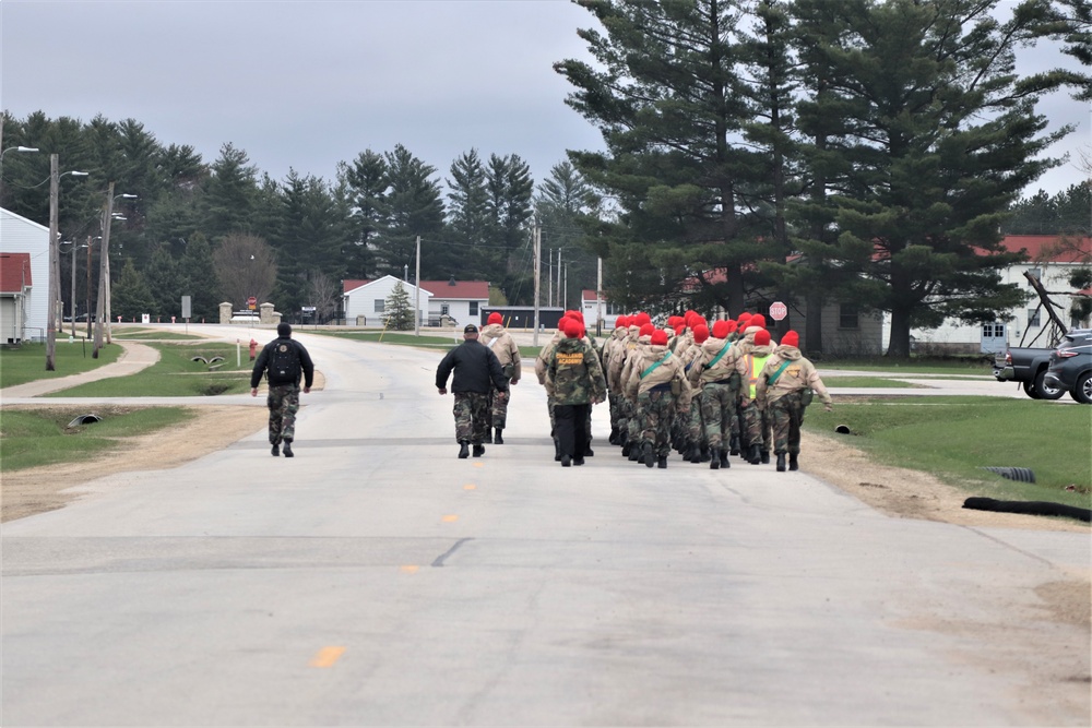 Wisconsin Challenge Academy cadets march at Fort McCoy