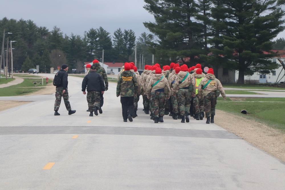 Wisconsin Challenge Academy cadets march at Fort McCoy