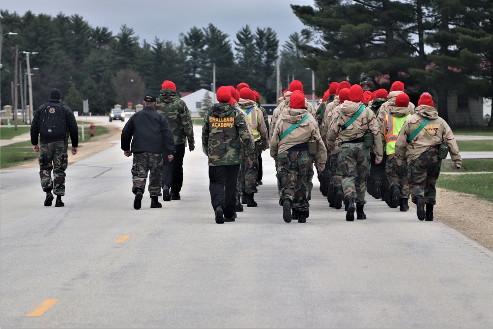 Wisconsin Challenge Academy cadets march at Fort McCoy