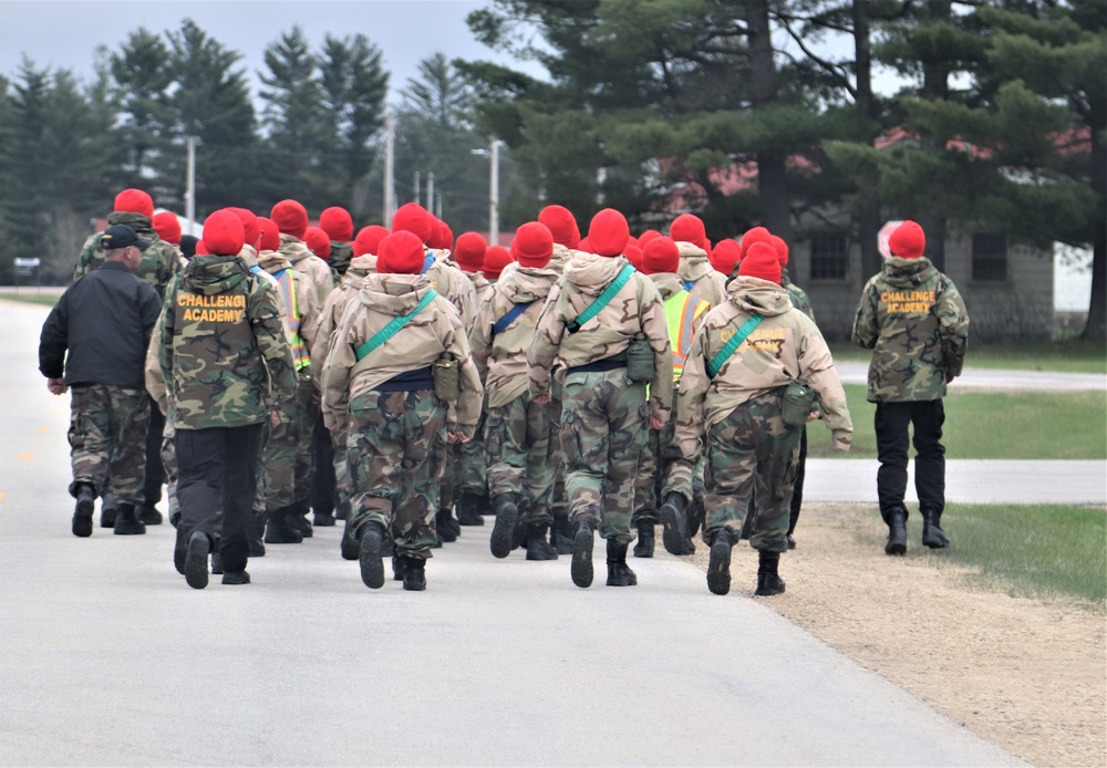 Wisconsin Challenge Academy cadets march at Fort McCoy