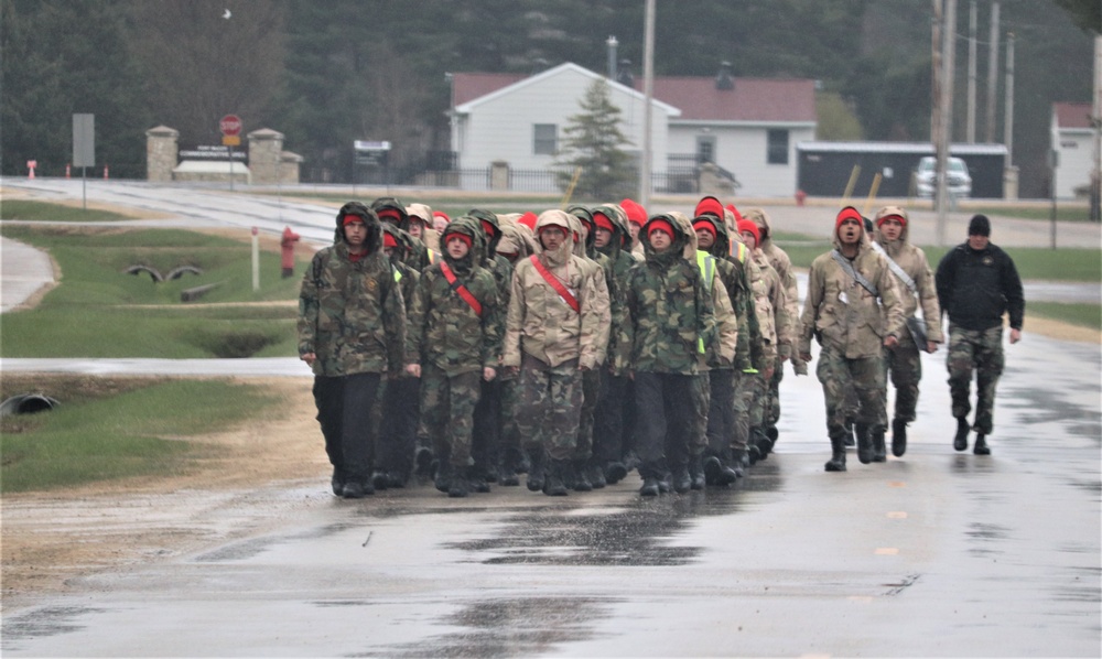 Wisconsin Challenge Academy cadets march at Fort McCoy