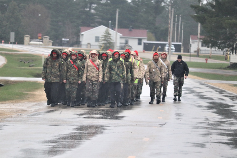 Wisconsin Challenge Academy cadets march at Fort McCoy