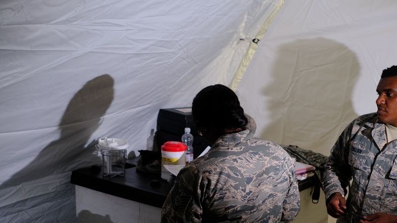 Air Force Reserve Airmen conduct medical training during Immediate Response 2019.