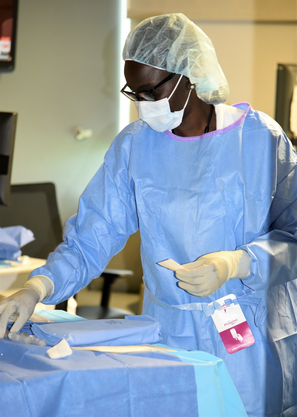 Walter Reed nurse prepares for a medical procedure.