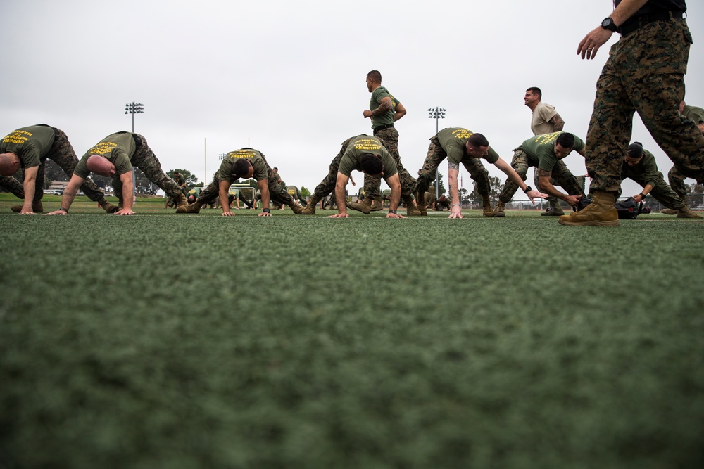 U.S. Marines participate in the Staff Noncommissioned Officer Academy Director's Cup Challenge