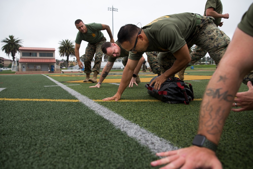 U.S. Marines participate in the Staff Noncommissioned Officer Academy Director's Cup Challenge