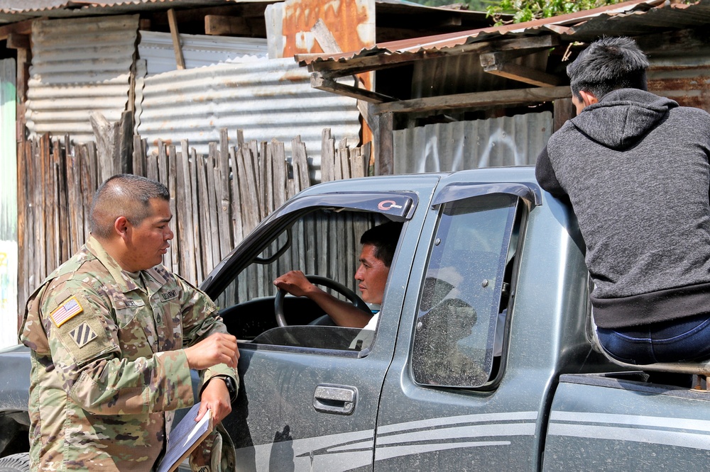 U.S. Army Soldiers interact with San Sebastian community residents in Huehuetenango, Guatemala, in support of exercise Beyond the Horizon 2019