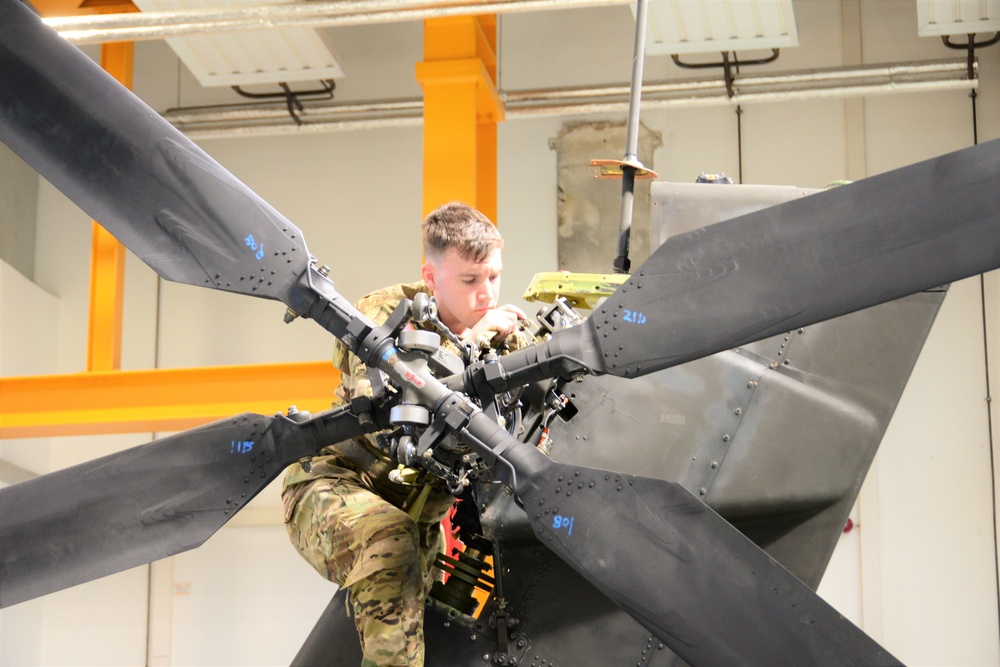 500 hours phase maintenance on an AH-64 Apache helicopter