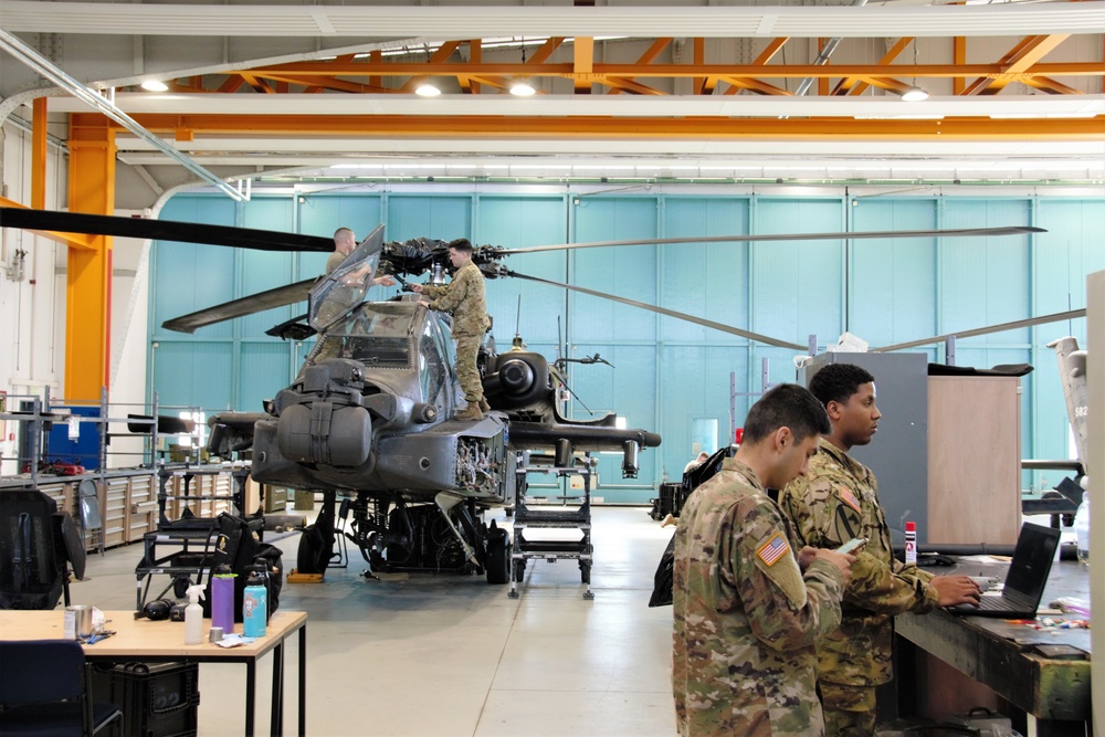 500 hours phase maintenance on an AH-64 Apache helicopter